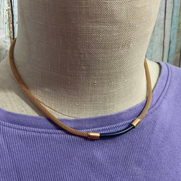 Vintage Sarah Coventry Navy Blue & Gold Necklace - Picture 9 of 10